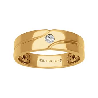 Men's AXL 18k Gold-Plated Silver 1/8 Carat T.W. Diamond Solitaire Ring