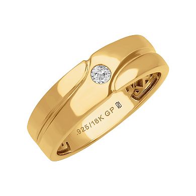 Men's AXL 18k Gold-Plated Silver 1/8 Carat T.W. Diamond Solitaire Ring