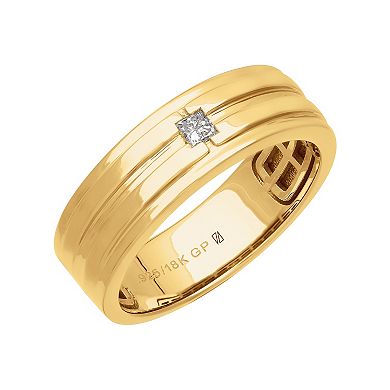 Men's AXL 18k Gold-Plated Silver 1/10 Carat T.W. Diamond Solitaire Ring