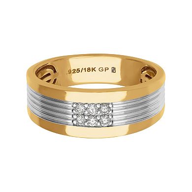 Men's AXL 18k Gold-Plated Silver 1/8 Carat T.W. Diamond Ring