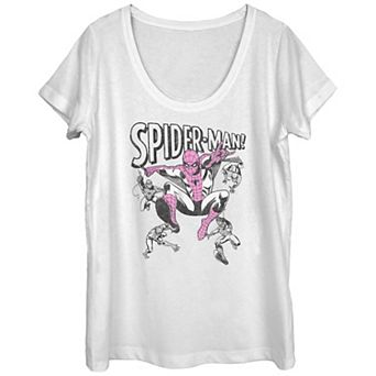 Juniors' Marvel Spider-Man Vintage Spidey Poses Scoop Neck Tee