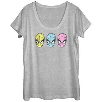 Juniors' Marvel Spider-Man Vintage Pop Faces Scoop Neck Tee