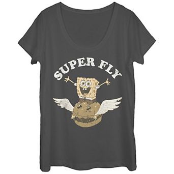 Juniors' Nickelodeon SpongeBob SquarePants Krabby Patty Flight Scoop Neck Tee