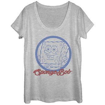 Juniors' Nickelodeon SpongeBob SquarePants Circle Draw Scoop Neck Tee