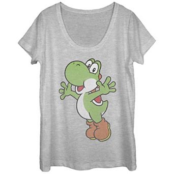 Juniors' Super Mario Bros Yoshi Excited Scoop Neck Tee