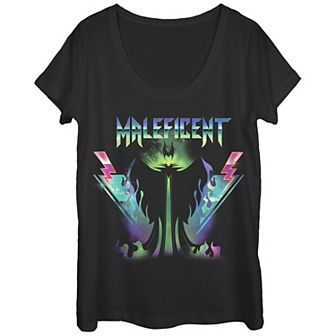 Disney's Sleeping Beauty Juniors' Maleficent Neon Retro Portrait Scoop Neck Tee
