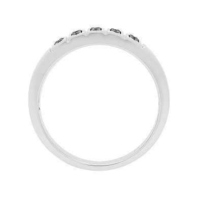 Men's AXL Sterling Silver Black Sapphire Vertical-Row Ring