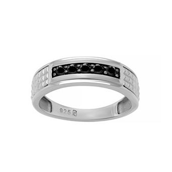 Men's AXL Sterling Silver Black Sapphire Five-Stone Ring