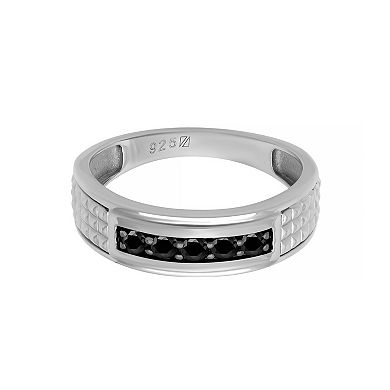 Men's AXL Sterling Silver Black Sapphire Five-Stone Ring