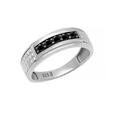 Men's AXL Sterling Silver Black Sapphire Five-Stone Ring