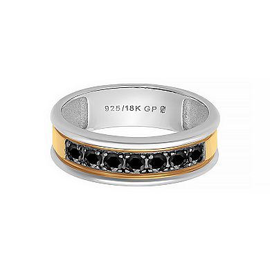 Men's AXL 18k Gold-Plated Silver Black Sapphire Ring