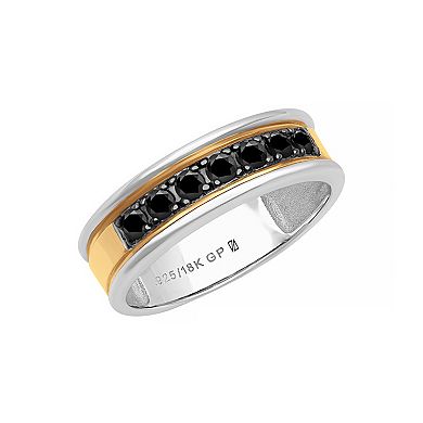 Men's AXL 18k Gold-Plated Silver Black Sapphire Ring