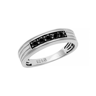 Men's AXL Sterling Silver Black Sapphire Five-Stone Ring