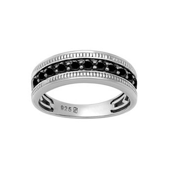 Men's AXL Sterling Silver Black Sapphire Ring