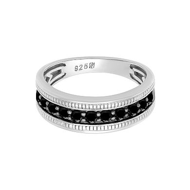Men's AXL Sterling Silver Black Sapphire Ring