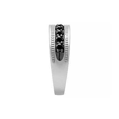 Men's AXL Sterling Silver Black Sapphire Ring