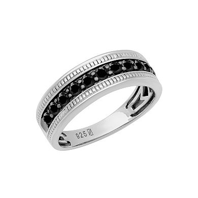 Men's AXL Sterling Silver Black Sapphire Ring