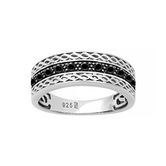 Men's AXL Sterling Silver Black Sapphire Ring