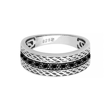 Men's AXL Sterling Silver Black Sapphire Ring