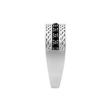 Men's AXL Sterling Silver Black Sapphire Ring