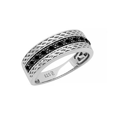 Men's AXL Sterling Silver Black Sapphire Ring