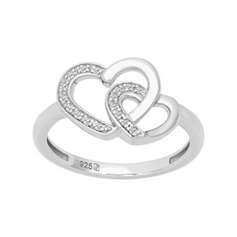 Love Always Sterling Silver Diamond Accent Interlocking Hearts Engagement Ring