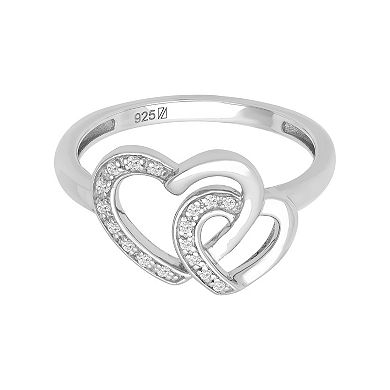 Love Always Sterling Silver Diamond Accent Interlocking Hearts Engagement Ring
