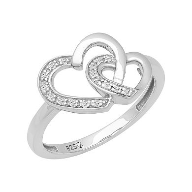 Love Always Sterling Silver Diamond Accent Interlocking Hearts Engagement Ring