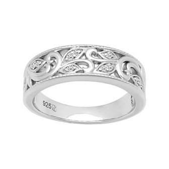 Love Always Sterling Silver Diamond Accent Vine Anniversary Band