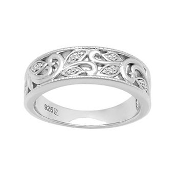 Love Always Sterling Silver Diamond Accent Vine Anniversary Band
