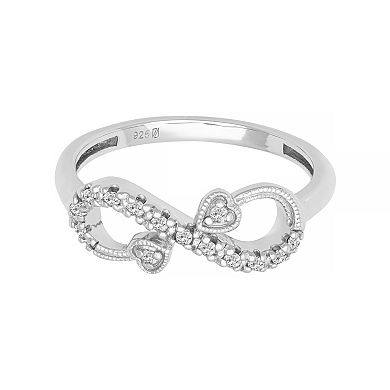 Love Always Sterling Silver 1/10 Carat T.W. Diamond Heart Infinity Ring