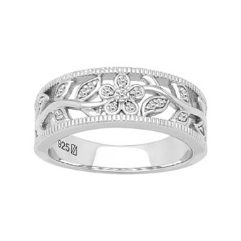 Love Always Sterling Silver 1/10 Carat T.W. Diamond Floral Anniversary Band