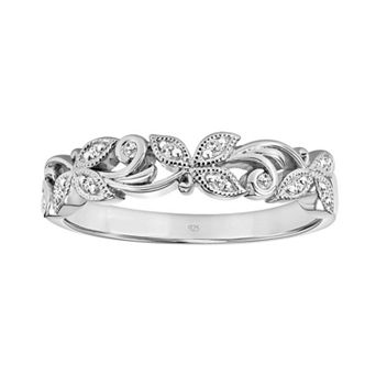 Love Always Sterling Silver Diamond Accent Vine Anniversary Ring