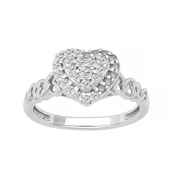 Love Always Sterling Silver 1/4 Carat T.W. Diamond Heart Halo Ring