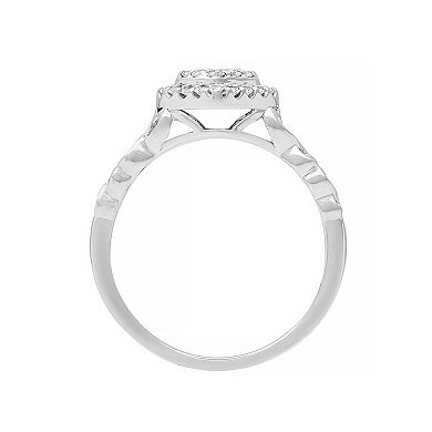 Love Always Sterling Silver 1/4 Carat T.W. Diamond Heart Halo Ring
