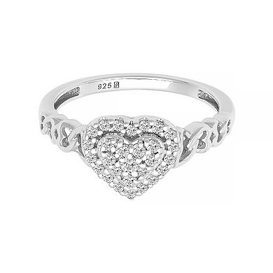 Love Always Sterling Silver 1/4 Carat T.W. Diamond Heart Halo Ring