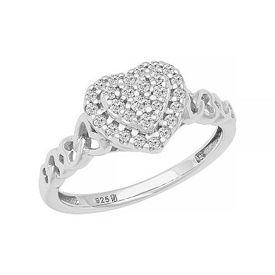 Love Always Sterling Silver 1/4 Carat T.W. Diamond Heart Halo Ring