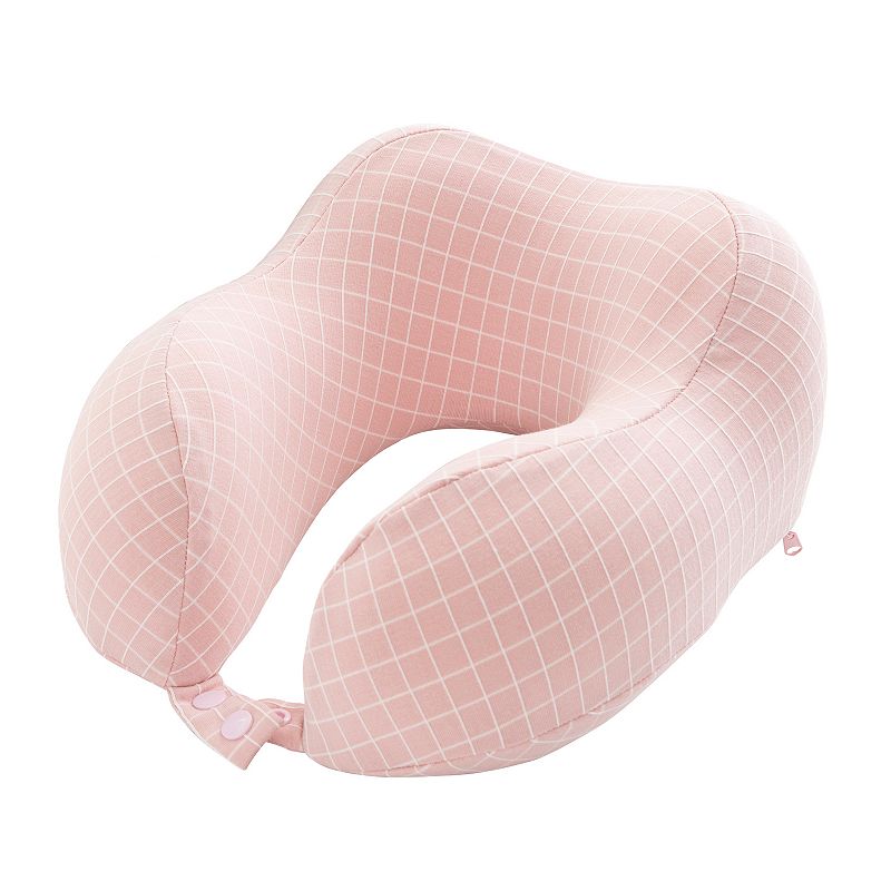 Home-Complete Memory Foam Travel Neck Pillow, Pink