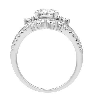 Love Always Sterling Silver Lab-Created Moissanite Crown Engagement Ring