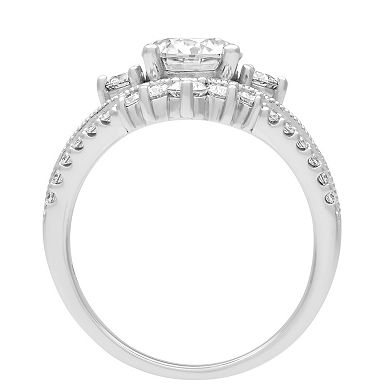 Love Always Sterling Silver Lab-Created Moissanite Crown Engagement Ring
