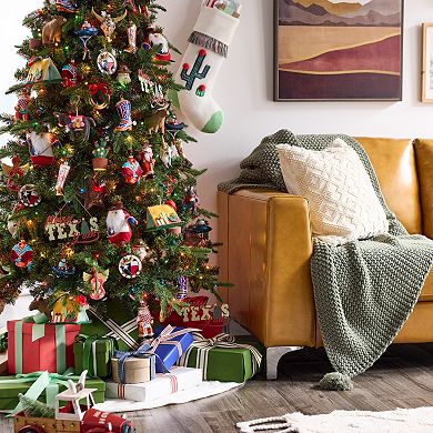 St. Nicholas Square Glass Cowboy Boot Christmas Ornament