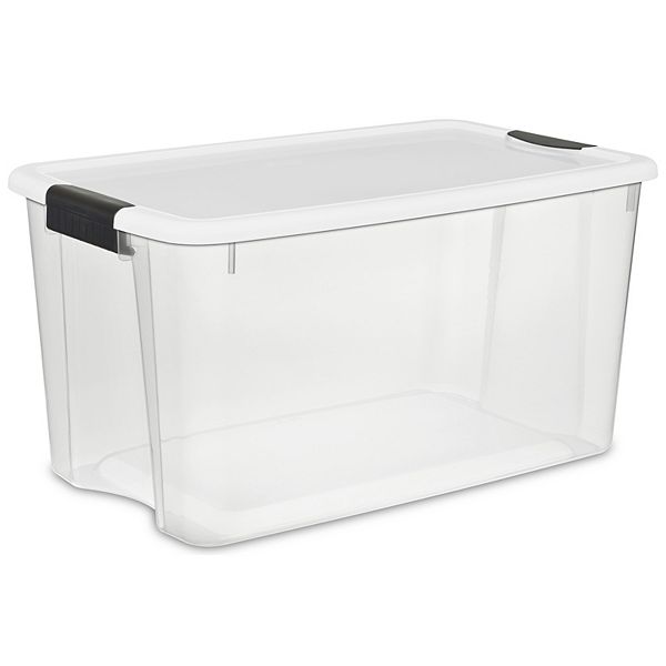 Sterilite 70 Qt Clear Plastic Stackable Storage Bin w/ White Latch