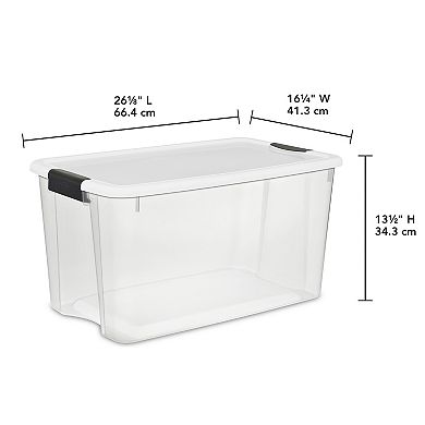Sterilite 70 Qt Clear Plastic Stackable Storage Bin with Latching Lid, (4 Pack)