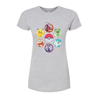 Juniors' Pokemon Sparkle Badge Fitted Graphic Tee