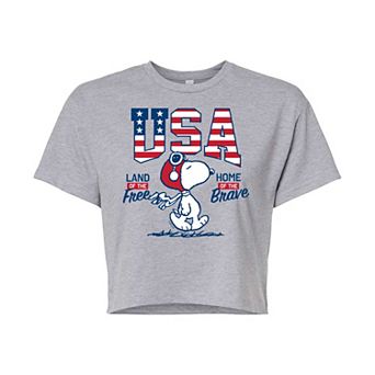 Juniors' Peanuts Free Brave Cropped Graphic Tee