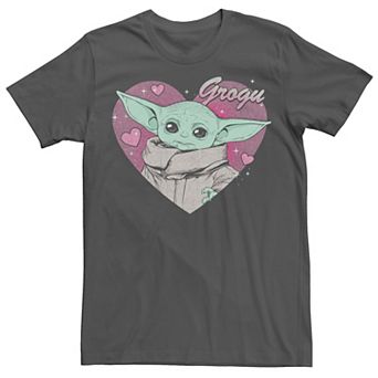 Men's Star Wars: The Mandalorian Grogu Pink Hearts Valentine's Day Tee
