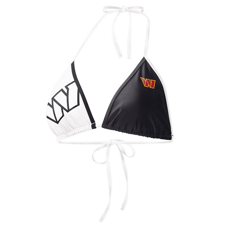Women's G-III 4Her by Carl Banks Black/White Washington Commanders Play Action Bikini Top, Size: 2XL, Wft Black