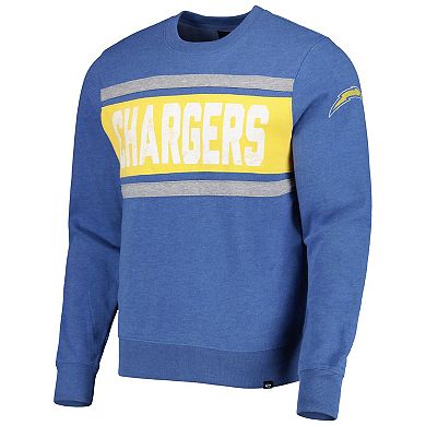 Men's '47 Heathered Blue Los Angeles Chargers Bypass Tribeca Pullover Sweatshirt