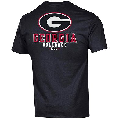 Men's Champion Black Georgia Bulldogs Stack 2-Hit T-Shirt