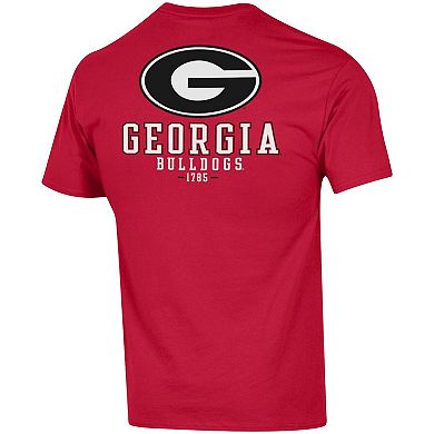 Men's Champion Red Georgia Bulldogs Stack 2-Hit T-Shirt